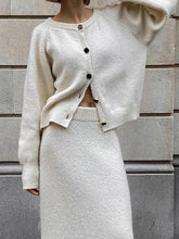 Load image into Gallery viewer, Women'S Fashion Casual Round Neck Button Top Long Skirt Suit
