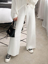 Load image into Gallery viewer, Solid Color Casual V-Neck Cardigan Loose Two-Piece Suit
