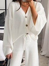 Load image into Gallery viewer, Solid Color Casual V-Neck Cardigan Loose Two-Piece Suit
