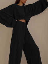 Load image into Gallery viewer, Casual Solid Color Long Sleeve Round Neck Loose Two-Piece Suit
