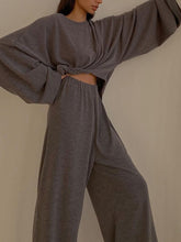 Load image into Gallery viewer, Casual Solid Color Long Sleeve Round Neck Loose Two-Piece Suit
