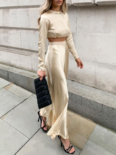 Load image into Gallery viewer, Sexy Halter Long Sleeves Drawstring Top Loose Trousers Two-piece Suit
