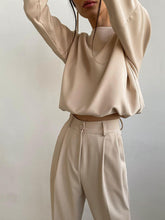 Load image into Gallery viewer, Pure Color Round Neck Casual Two-Piece Suit
