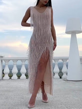 Load image into Gallery viewer, Fashion Elegant V-Neck Sleeveless Fringe Evening Dress
