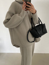 Load image into Gallery viewer, Fashion Loose Lapel Long Sleeve Knitted Casual Two-Piece Suit

