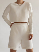 Load image into Gallery viewer, Casual Solid Color Long Sleeve Shorts Fashion Two-Piece Suit
