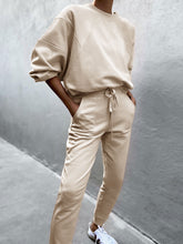 Load image into Gallery viewer, Pure Color Loose Long Round Neck Casual Two-Piece Suit
