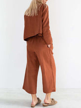 Load image into Gallery viewer, Casual Long Sleeve Round Neck Wide Leg Loose Two-Piece Suit
