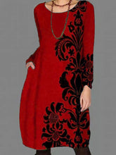 Load image into Gallery viewer, Casual Floral Round Neck Knee-Length Shift Dress
