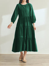 Load image into Gallery viewer, Simple Long Sleeves Casual Loose Midi Dresses with Pockets
