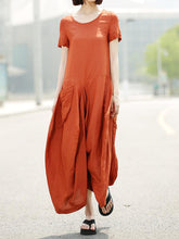 Load image into Gallery viewer, Fashion Loose Round Neck Short Sleeve Maxi Dress
