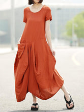 Load image into Gallery viewer, Fashion Loose Round Neck Short Sleeve Maxi Dress
