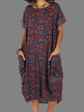 Load image into Gallery viewer, Women Casual Floral Short Sleeve Round Neck Midi Dress
