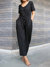 Load image into Gallery viewer, Women's Casual Loose Rompers Short Sleeve Jumpsuit with Pocket
