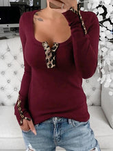 Load image into Gallery viewer, Fashion Casual Leopard Print Stitching Long Sleeve T-Shirt
