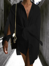 Load image into Gallery viewer, Fashion Casual Long Sleeve Lace-up Shirt Dress

