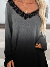 Load image into Gallery viewer, Gradient Lace V-neck Long Sleeve Sweatshirt Casual Loose Top
