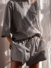 Load image into Gallery viewer, Pure Color Loose Short Sleeve Casual Two-Piece Suit
