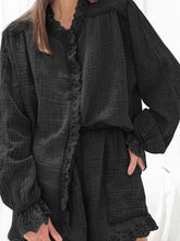 Load image into Gallery viewer, Casual Solid Color Lace Long Sleeve Loose Two-Piece Suit

