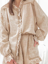 Load image into Gallery viewer, Casual Solid Color Lace Long Sleeve Loose Two-Piece Suit
