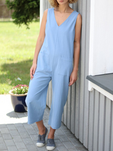 Load image into Gallery viewer, Women&#39;s Sleeveless Solid Color Jumpsuit with Pockets
