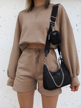 Load image into Gallery viewer, Fashion Solid Color Long Sleeve Round Neck Casual Two-Piece Suit

