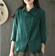 Load image into Gallery viewer, TEST Plus Size - Retro Solid Color Long Sleeve 100% Cotton Shirt
