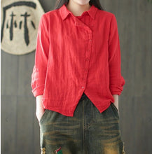 Load image into Gallery viewer, TEST Plus Size - Retro Solid Color Long Sleeve 100% Cotton Shirt
