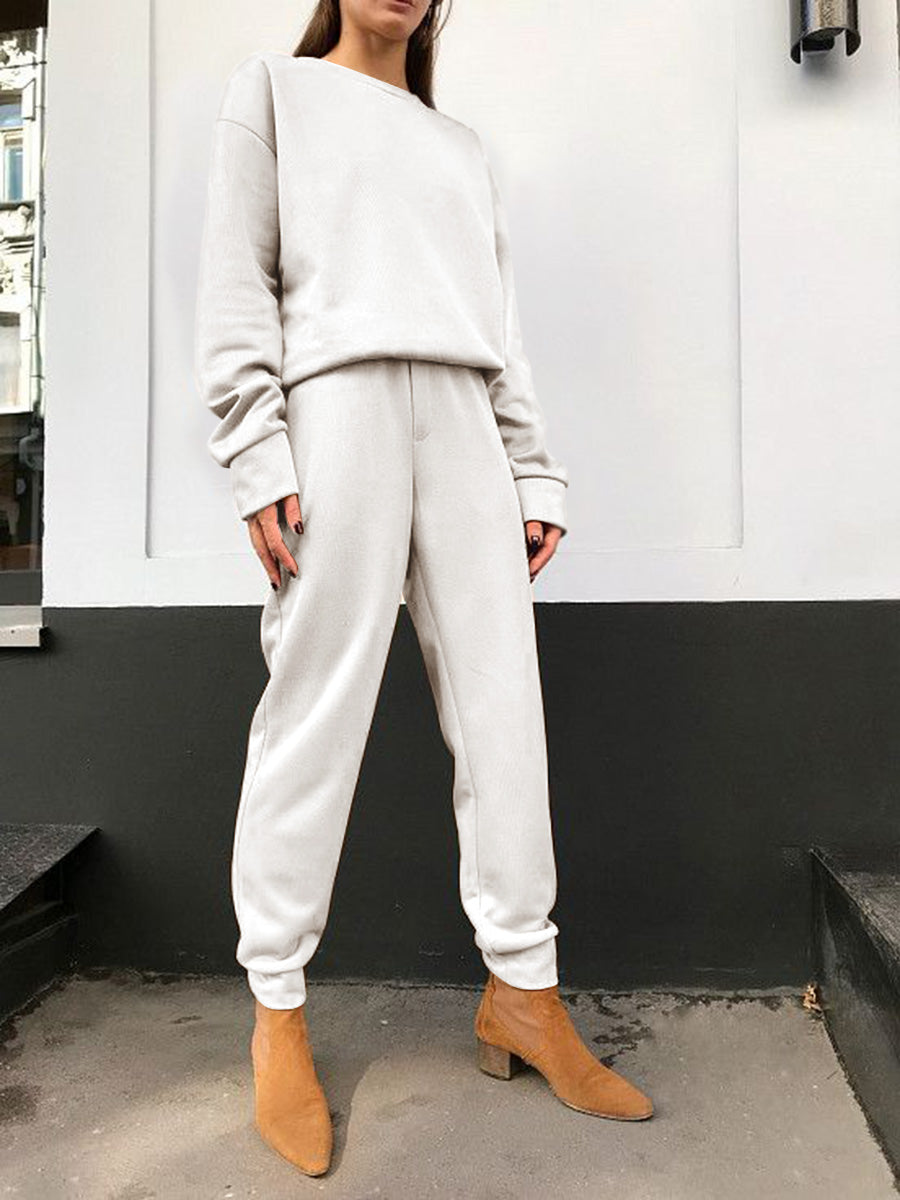 Fashion Solid Color Casual Women'S Sweater Suit