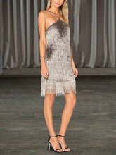Load image into Gallery viewer, Sexy Tassel Suspender Evening Dress
