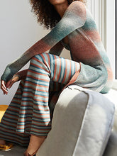 Load image into Gallery viewer, Fashion Simple Casual Loose Long Sleeved Coat Pants Striped Knitted Suit

