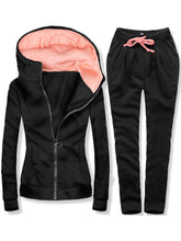 Load image into Gallery viewer, Pure Color Warm Hooded Coat Suit
