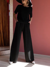 Load image into Gallery viewer, Simple Casual Loose Round Neck Short Sleeve Top Pants Suit
