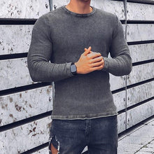 Load image into Gallery viewer, Men&#39;S Fashion Solid Color Round Neck Slim Knit Sweater
