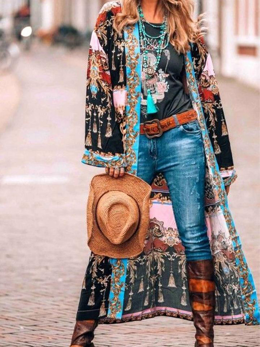 Women's Ethnic Style Print Cardigan Outwear