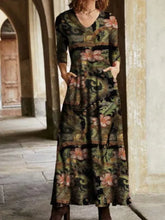 Load image into Gallery viewer, Casual Flower Women&#39;S V-Neck Dress
