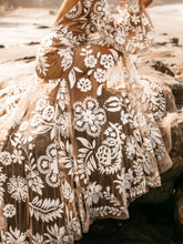 Load image into Gallery viewer, Deep V Mesh Embroidered Puff Sleeve Halter Wedding Dress
