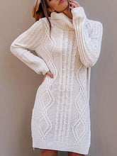 Load image into Gallery viewer, Women&#39;S Autumn And Winter Long-Sleeved High-Neck Split Knit Dress

