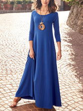 Load image into Gallery viewer, Long Sleeve Round Neck Slim Casual Long Dress with Pockets
