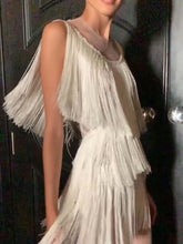 Load image into Gallery viewer, Fashion Casual Round Neck Fringed Mini Dress
