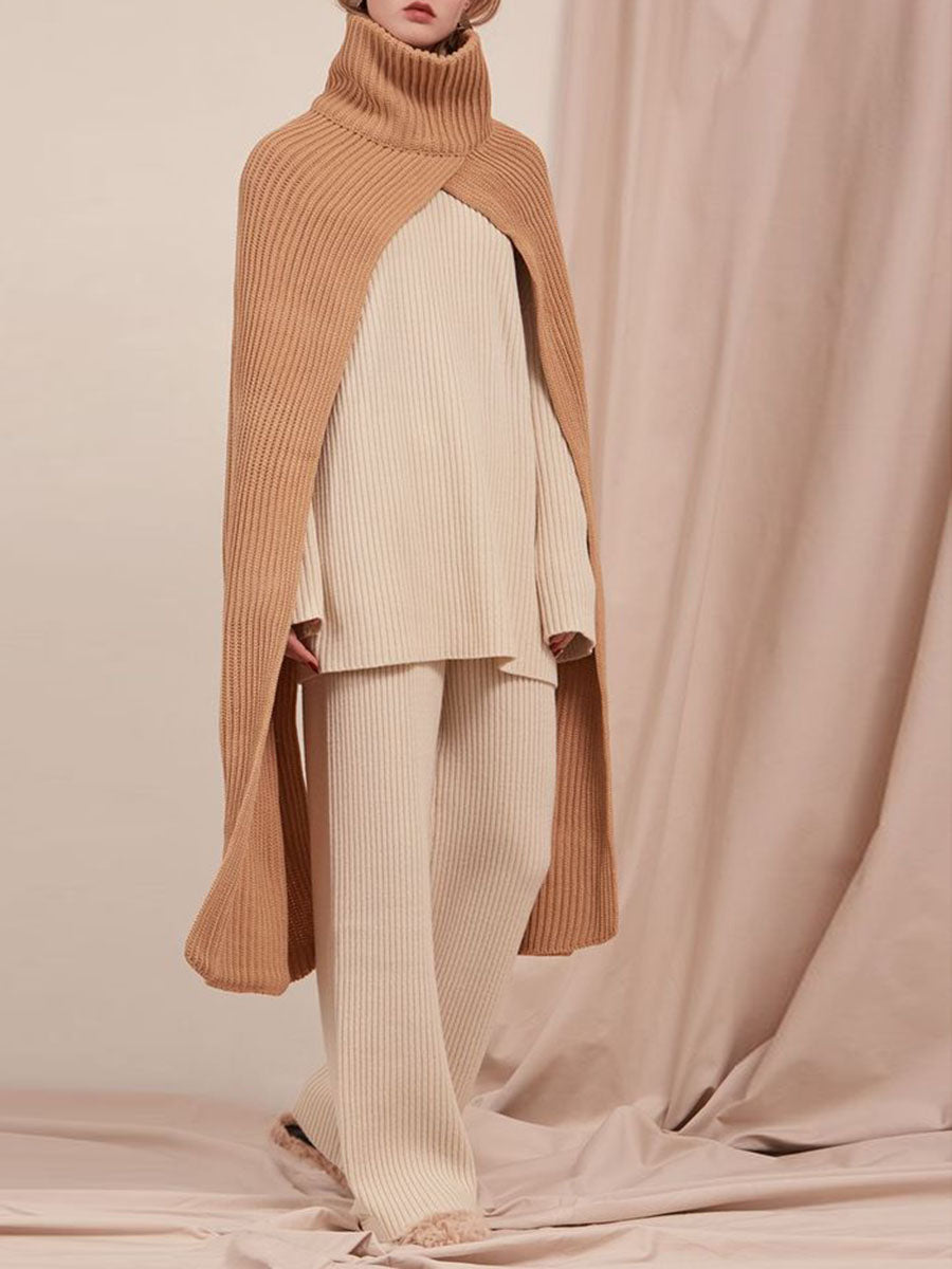 Women'S Casual Warm Long-Sleeved Knitted Two-Piece Suit