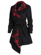 Load image into Gallery viewer, Asymmetrical Hem Fashionable Plaid Long-sleeved Wool Top
