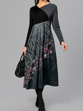 Load image into Gallery viewer, Fashion Casual Floral Print V-neck Long Sleeve Stitching Dress
