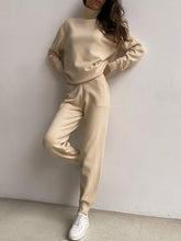 Load image into Gallery viewer, Casual Turtleneck Loose Knit Solid Color Two-piece Suit
