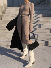Load image into Gallery viewer, Casual Solid Color Long Sleeve Round Neck Knitted Dress
