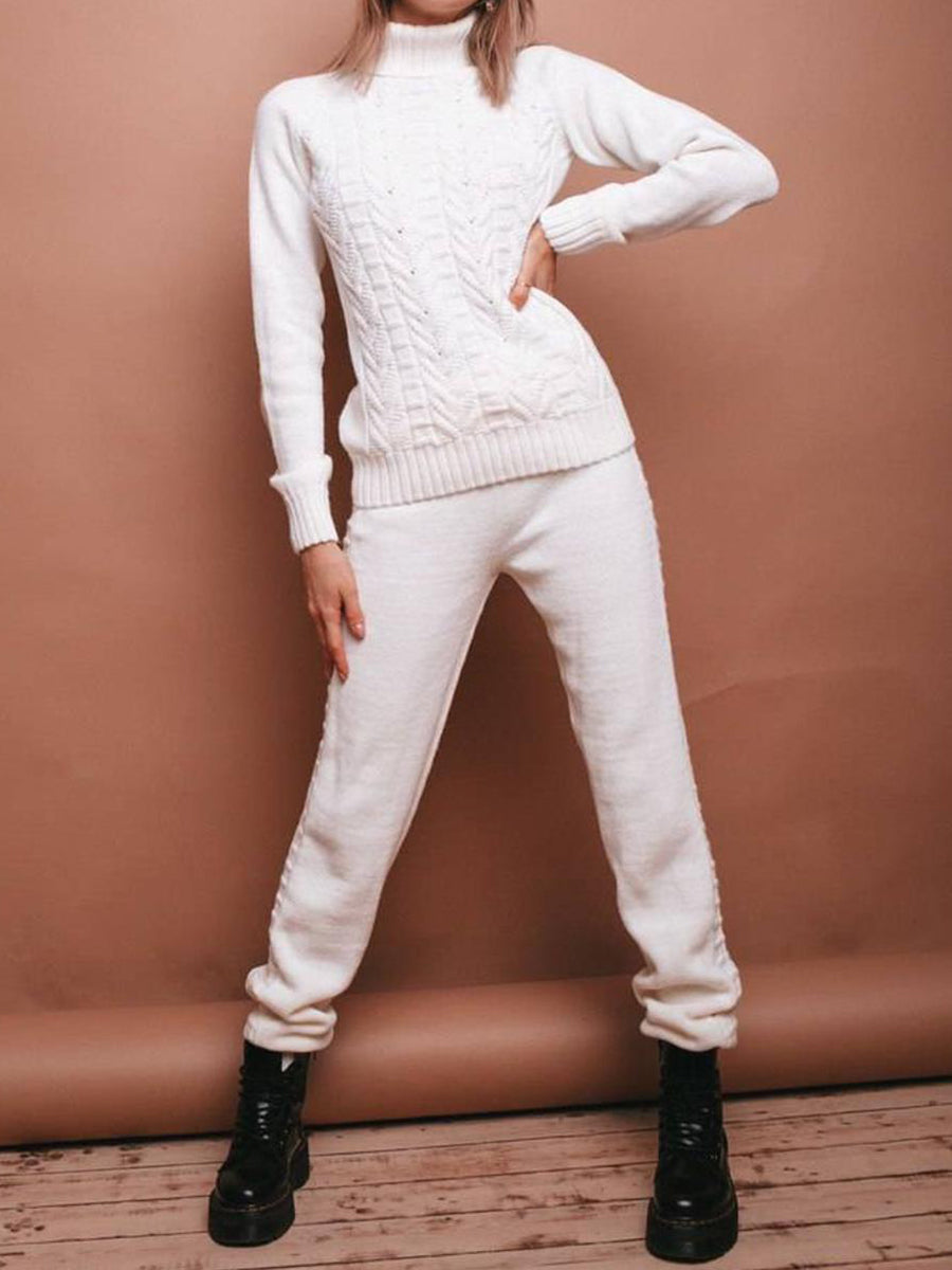 Autumn And Winter Leisure High-Neck Women'S Knitted Suit