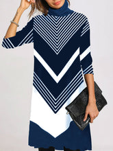 Load image into Gallery viewer, Casual Striped Long Sleeve High Neck Dress
