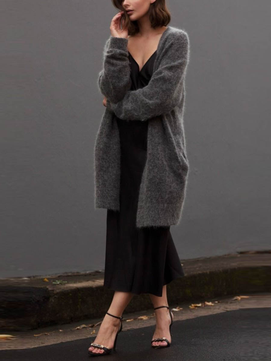Fashion Casual Solid Color Sweater Cardigan