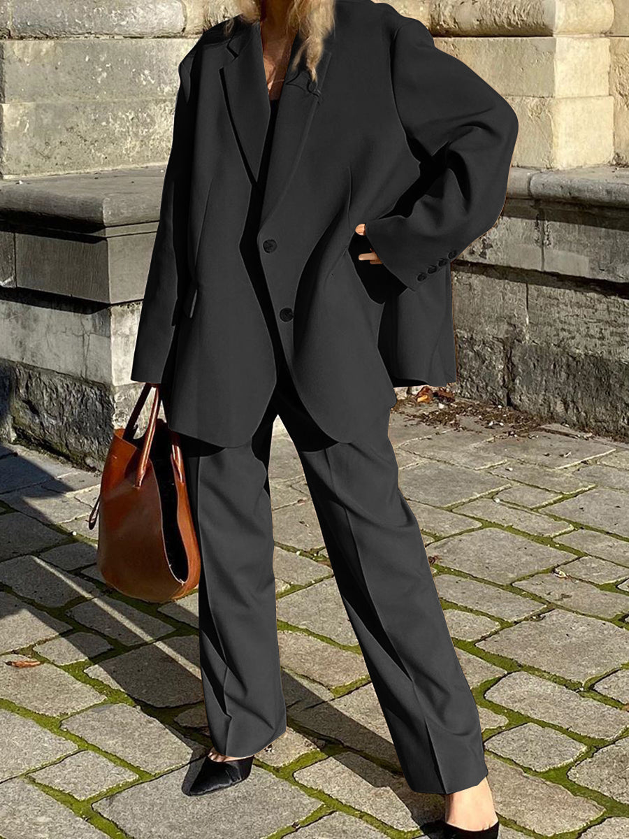 Casual Solid Color Blazer Suit