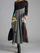 Load image into Gallery viewer, Printed Stitching High Waist Long Sleeve Casual Dress
